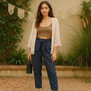 House of Harlow 1960 x REVOLVE Navy Pinstripe Tie Pants | Size S